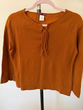 J. Crew Lambswool Tie-Neck Sweater in Rust